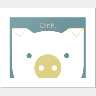 Peek-a-Boo Pig in Blue-Green and Gold Posters and Art